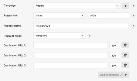 ClickMeter’s link rotator lets you split traffic to multiple destinations.