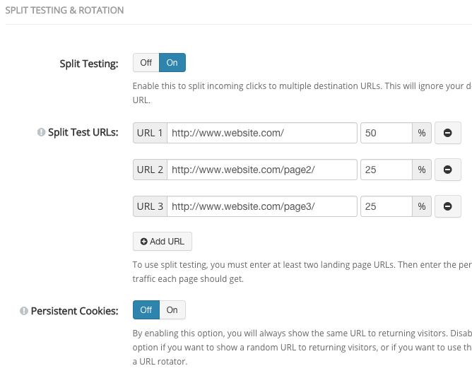 Linktrackr’s link rotator is similar to Linkly’s. It offers sticky link rotators through its persistent cookies function.